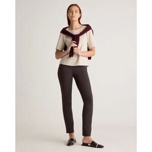 Quince Ultra-Stretch Ponte Straight Leg Pants Dark Brown Small 30" Inseam